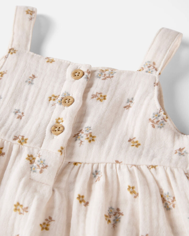 Baby Organic Cotton Floral Print Gauze Dress, image 4 of 6 slides
