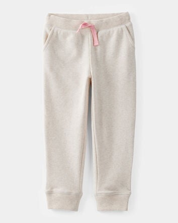 Toddler Girl Solid Fleece Drawstring Joggers - Oatmeal, 