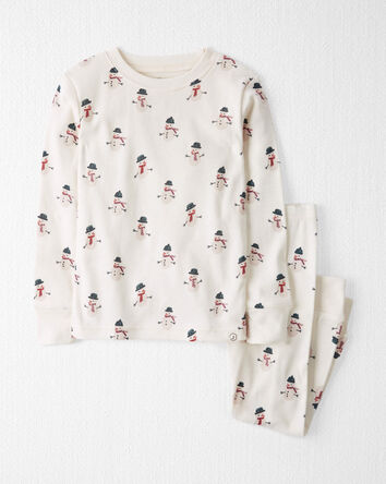 Toddler Organic Cotton Snowman Print Pajamas, 