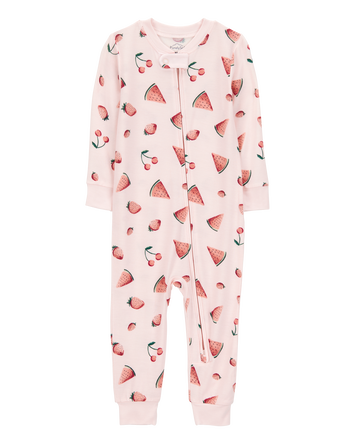 Toddler Fruit Print Zip-Up PurelySoft Footless 1-Piece Pajamas - Pink, 