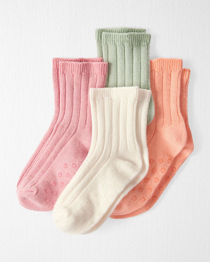 Toddler Girl 4-Pack No-Slip Socks Made with Organic Cotton, image 1 of 3 slides