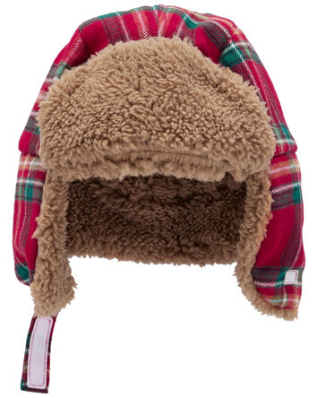 Plaid Fuzzy Trapper Hat, 