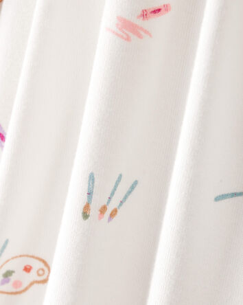 Baby Girl Paint Print PurelySoft Long-Sleeve Bodysuit Dress - Ivory, 