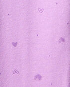 Girls Heart Print Cotton Pull-On Stretch Leggings - Purple, image 3 of 4 slides