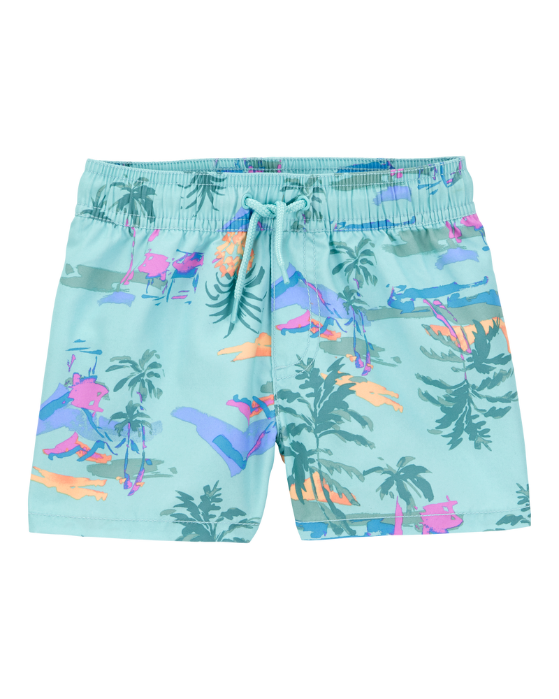 Toddler Tropical-Print Pull-On Swim Trunks, image 1 of 4 slides