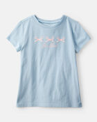 Girls Bow Short-Sleeve Graphic Tee - Blue, image 1 of 3 slides
