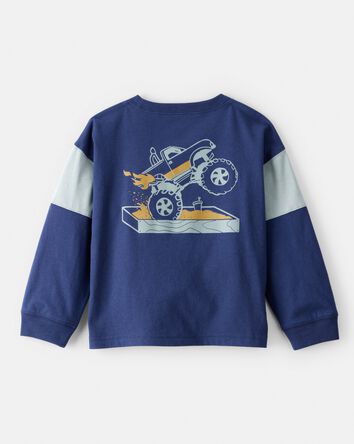 Toddler Boy Monster Truck Long-Sleeve Graphic Tee - Navy, 
