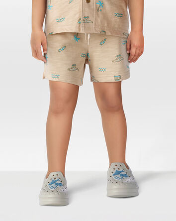 Toddler Boy Beach Print Pull-On French Terry Shorts - Khaki, 