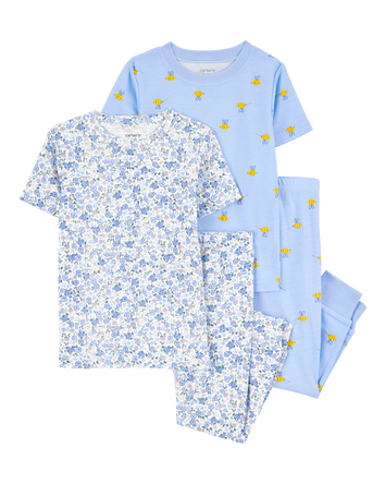 Toddler 4-Piece Floral Cotton Pajamas, 