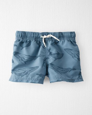 Toddler Whale Print Recycled Swim Trunks, 