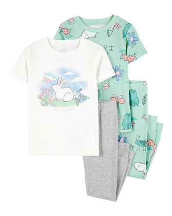 Toddler 4-Piece Bunny Cotton Pajamas, 
