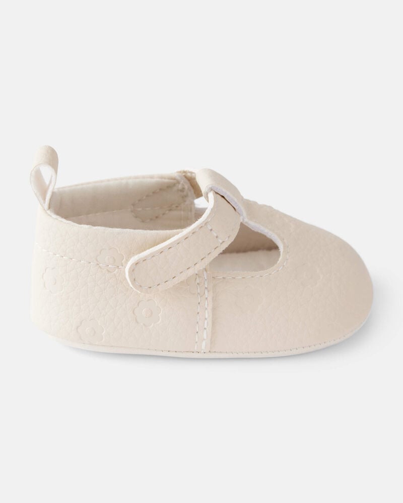 Baby Girl Flower Mary Jane Shoes - Cream, image 2 of 6 slides