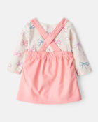 Baby Girl 3-Piece Bow Heart Print Long-Sleeve Dress Set , image 2 of 6 slides