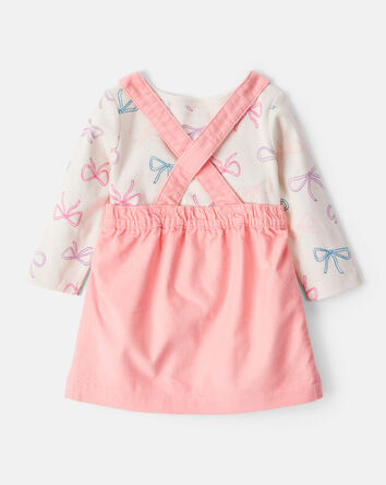 Baby Girl 3-Piece Bow Heart Print Long-Sleeve Dress Set , 