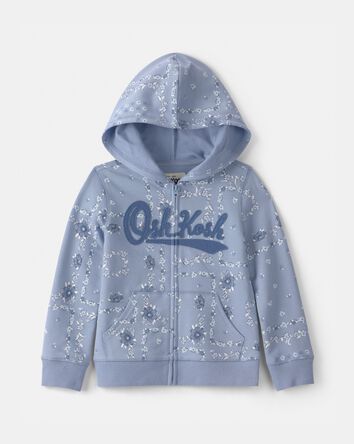 Toddler Girl Floral OshKosh Logo Zip-Up Hoodie - Blue, 