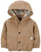 Baby Canvas Hooded Snap-Up Jacket, image 1 of 5 slides