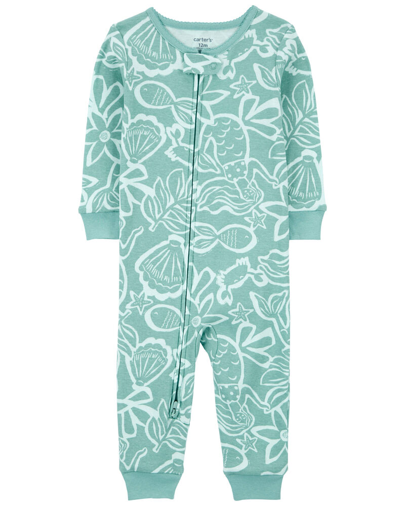 Toddler 1-Piece Ocean Print 100% Snug Fit Cotton Footless Pajamas, image 1 of 4 slides