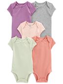 Multi - Baby 5-Pack Short-Sleeve Solid Bodysuits