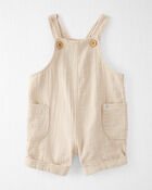 Baby Organic Cotton Gauze Shortalls in Cream, image 1 of 5 slides
