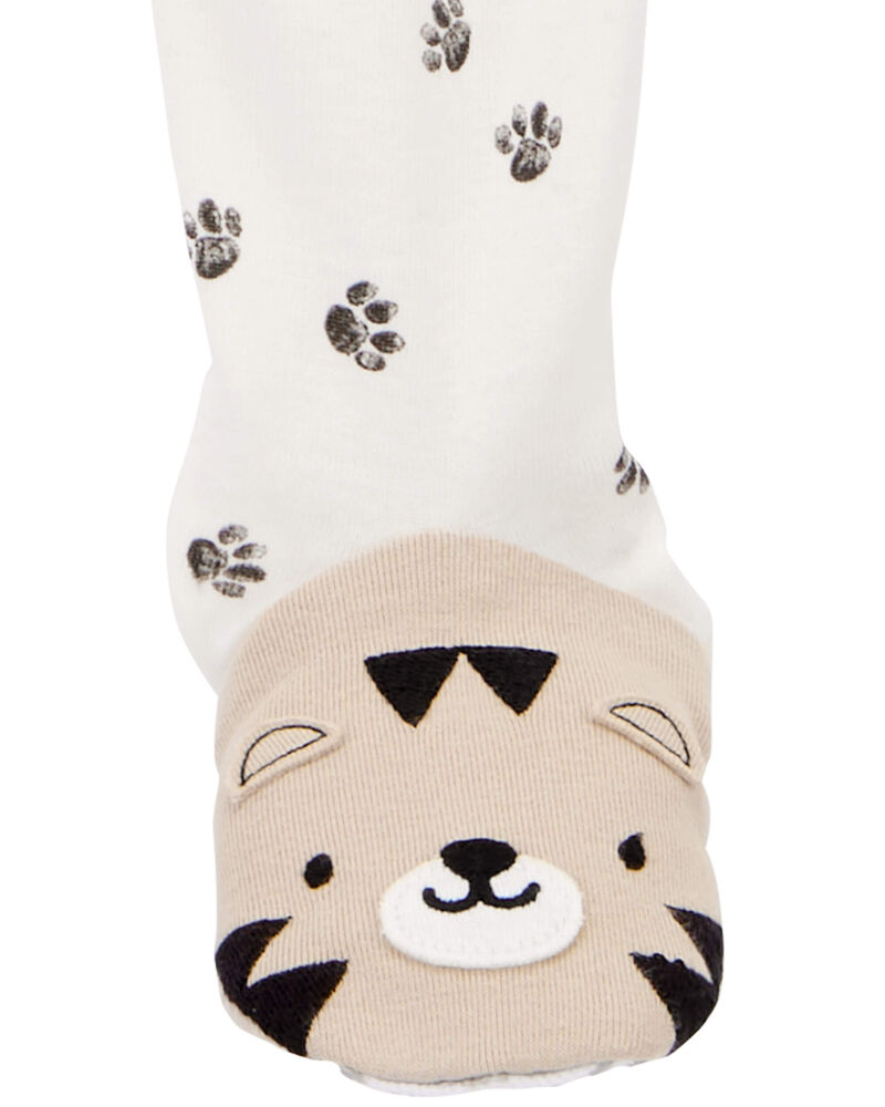 Baby 1-Piece Tiger Paw 100% Snug Fit Cotton Footie Pajamas, image 3 of 6 slides
