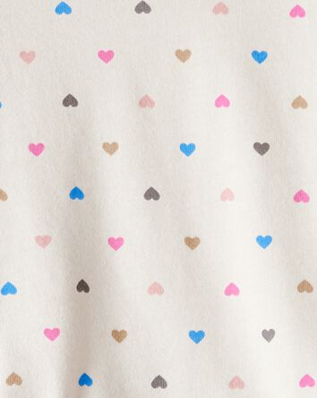 Baby Girl Heart Print Long-Sleeve Peplum Top - Cream, 