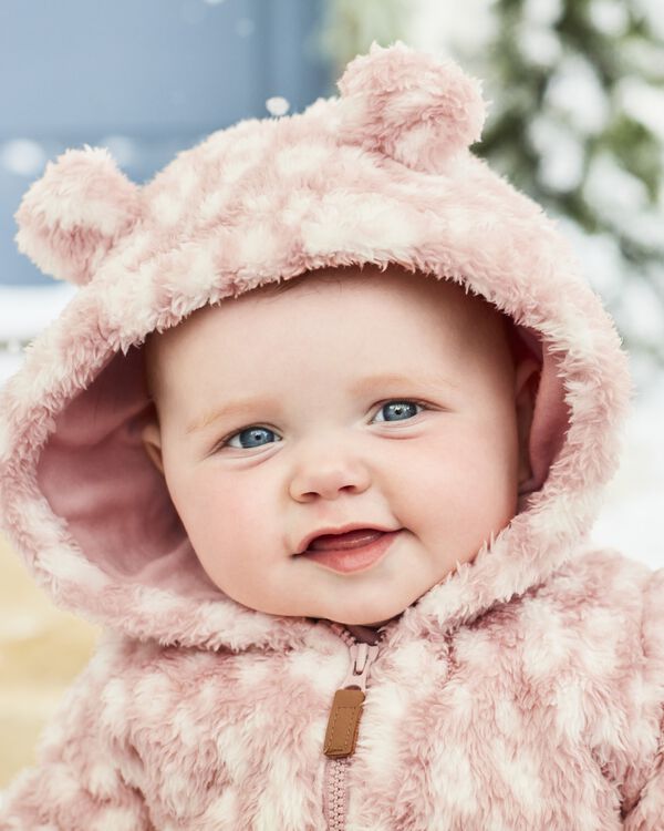 Pink Baby Leopard Sherpa Jumpsuit