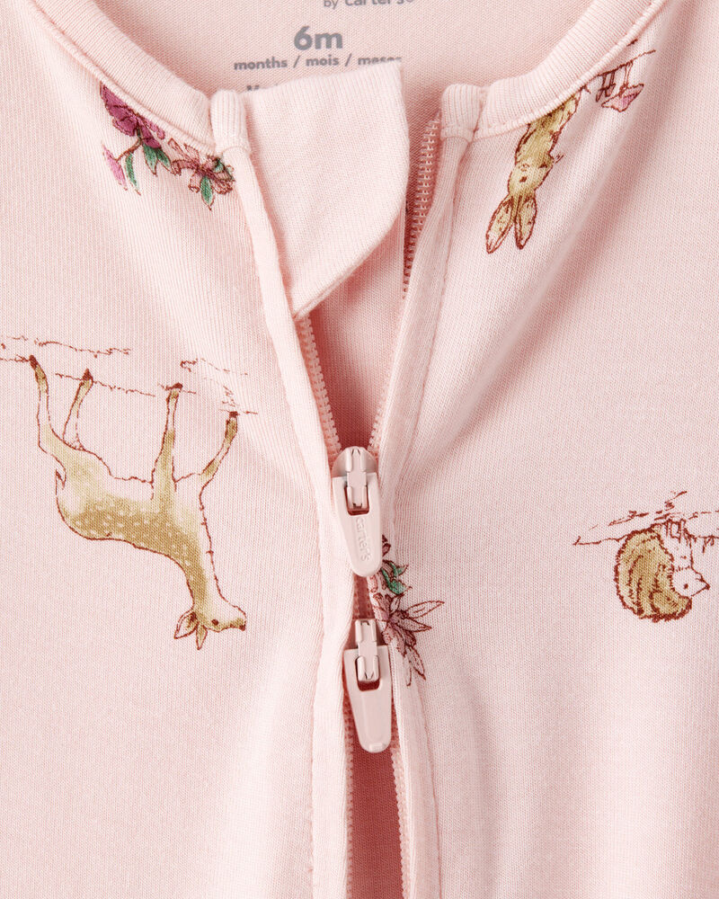 Baby Girl Deer & Floral Print PurelySoft Sleep & Play - Pink, image 5 of 8 slides