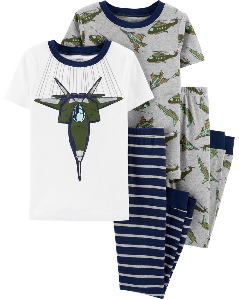 Kid 4-Piece Aircraft 100% Snug Fit Cotton Pajamas, image 1 of 3 slides