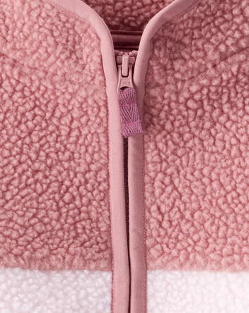 Baby Girl Color Block Microfleece Zip-Up Jacket - Pink, 