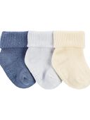 Blue - Baby 3-Pack Ribbed Booties