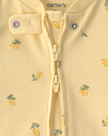 Baby Lemon 2-Way Zip 100% Cotton Sleep & Play Pajama - Yellow, 
