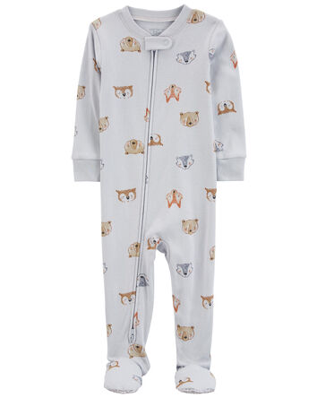 Toddler 1-Piece Animals 100% Snug Fit Cotton Footie Pajamas, 