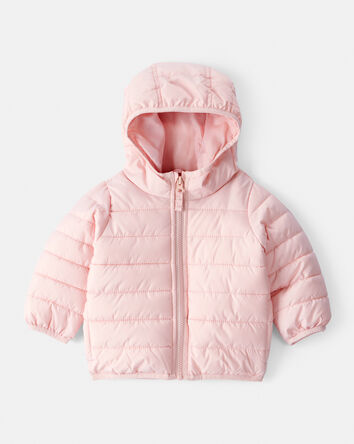 Baby Hooded Puffer Jacket - Pink, 