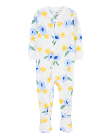Baby Girl Floral Waffle Knit Footie 1-Piece Pajamas, 