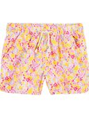 Multi - Kid Floral Print Drapey Linen Shorts