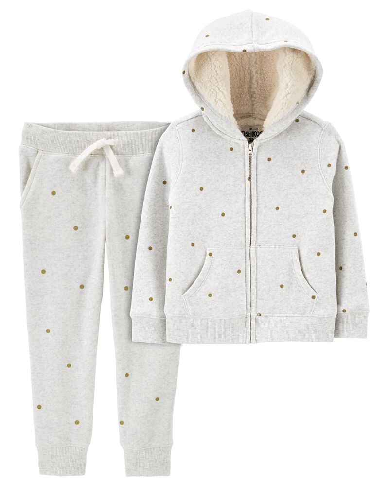 Toddler Hooded Zip Jacket & Fleece Pants Set, image 1 of 4 slides