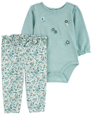 Baby 2-Piece Floral Bodysuit Pant Set, 