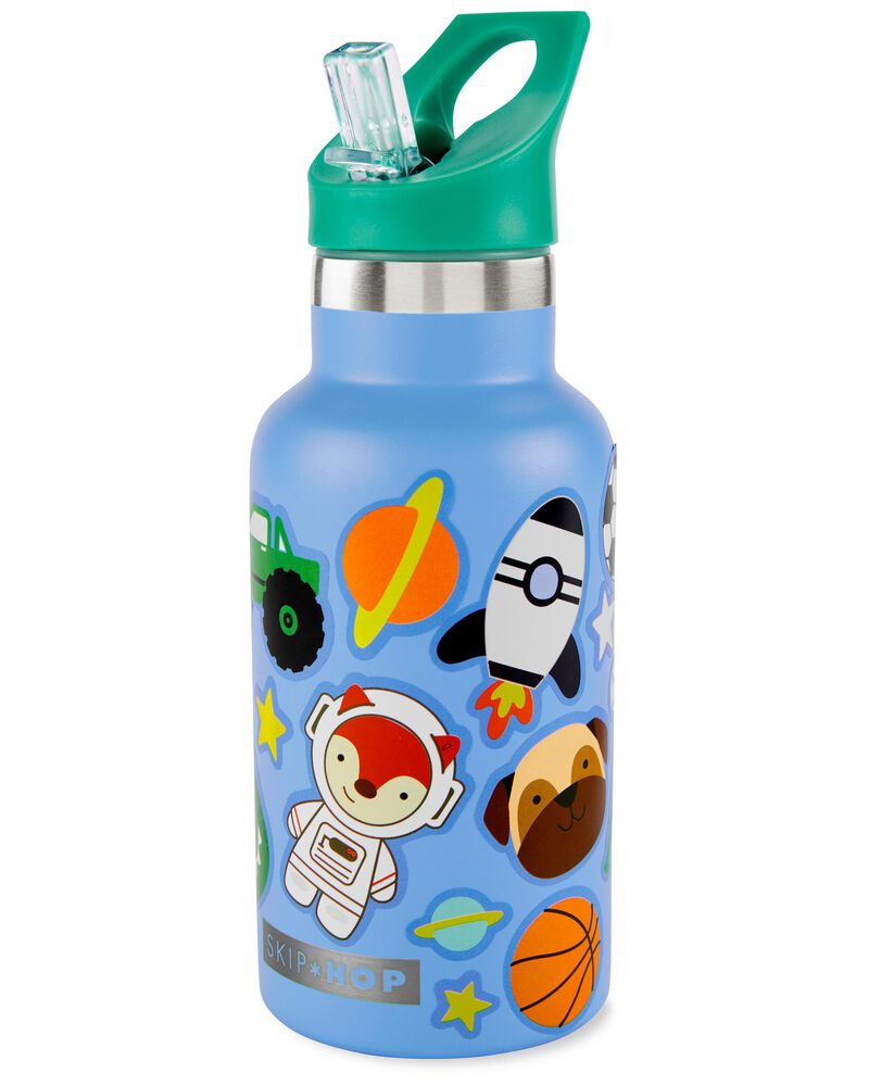 Stainless Steel Canteen Bottle With Stickers - Blue, image 1 of 4 slides