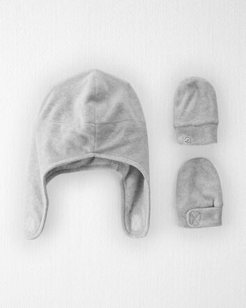 Baby 
2-Pack Recycled Fleece Hat and Mittens Set

, 