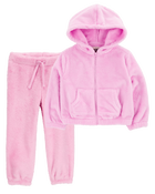 Kid 2-Piece Velour Zip-Up Jacket & Joggers Set, image 1 of 8 slides