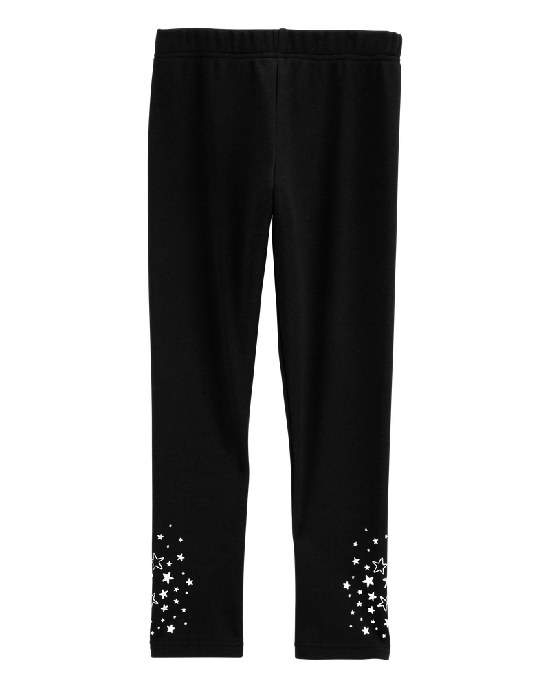 Kid Glitter Star Cozy Fleece Leggings, image 2 of 6 slides