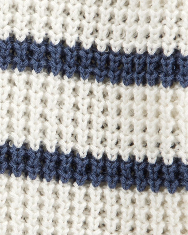 Baby Striped Button-Front Sweater Knit Cardigan - Cream, image 2 of 3 slides