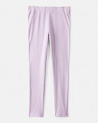 Girls 100% Cotton Pull-On Stretch Leggings - Purple, image 2 of 4 slides