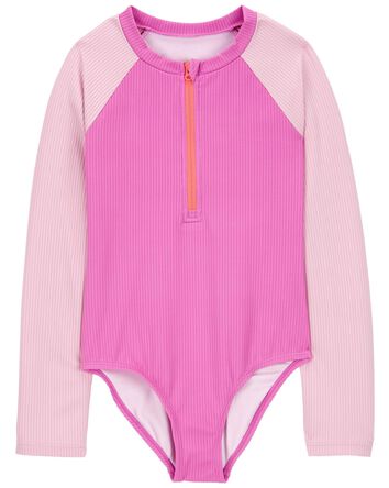 Kid 1-Piece Ribbed Swimsuit, 