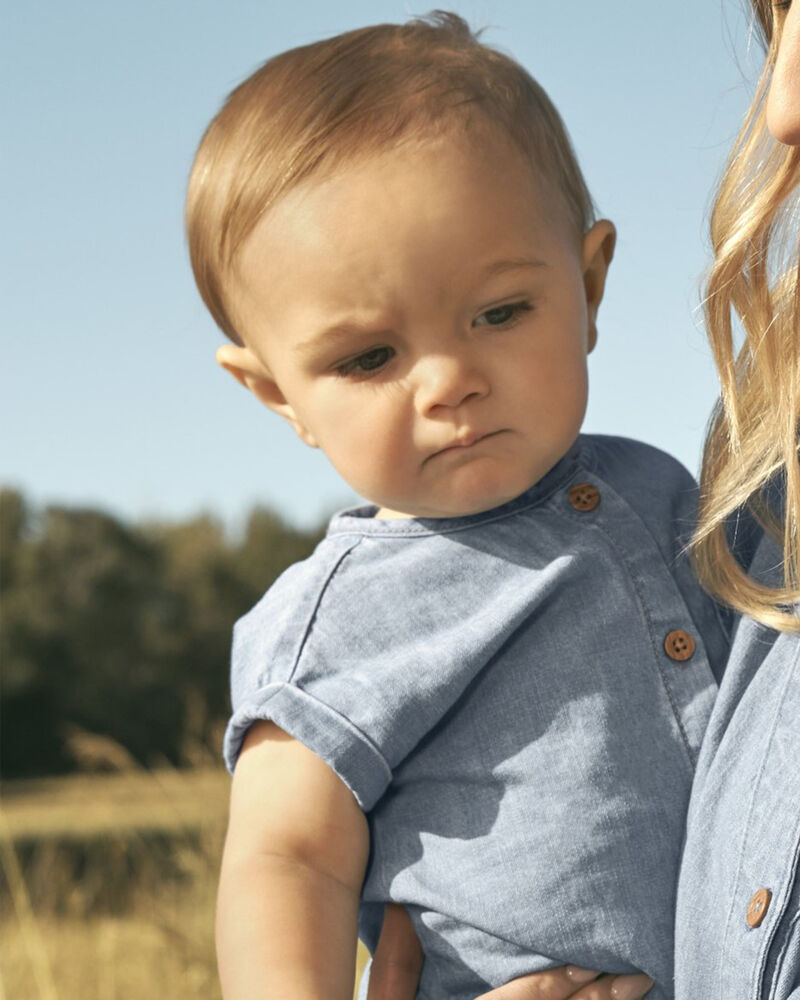 Baby Organic Cotton Chambray Jumpsuit, image 4 of 5 slides