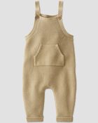 Baby Organic Cotton Sweater Knit Overalls in Khaki, image 5 of 6 slides