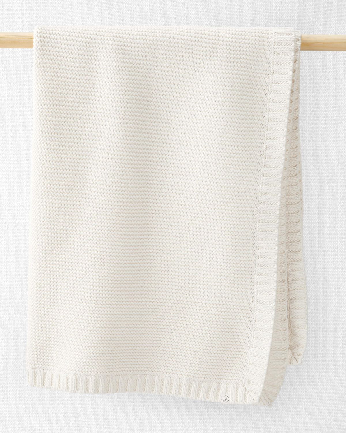Baby Organic Cotton Signature Stitch Blanket in Cream
