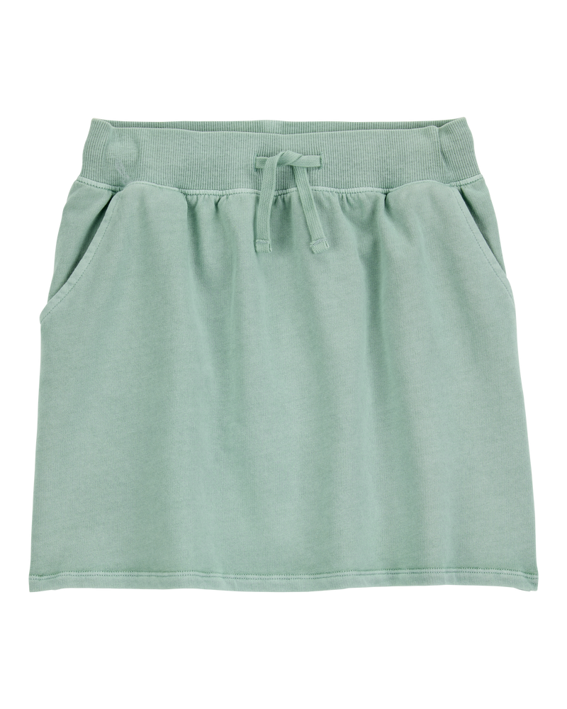 Kid Active Drawstring French Terry Skort - Green, image 1 of 4 slides