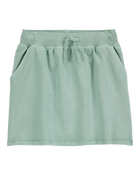Kid Active Drawstring French Terry Skort - Green, image 1 of 4 slides
