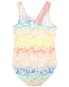 Kid Floral Print 1-Piece Swimsuit, image 2 of 4 slides